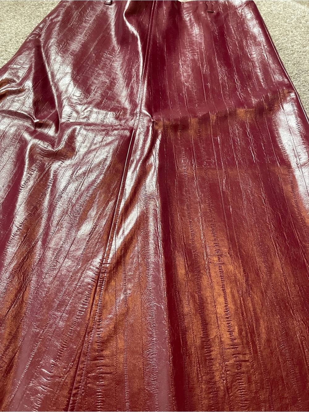 J. Crew Wine Faux-Leather A-Line Midi Skirt - Picture 4 of 5